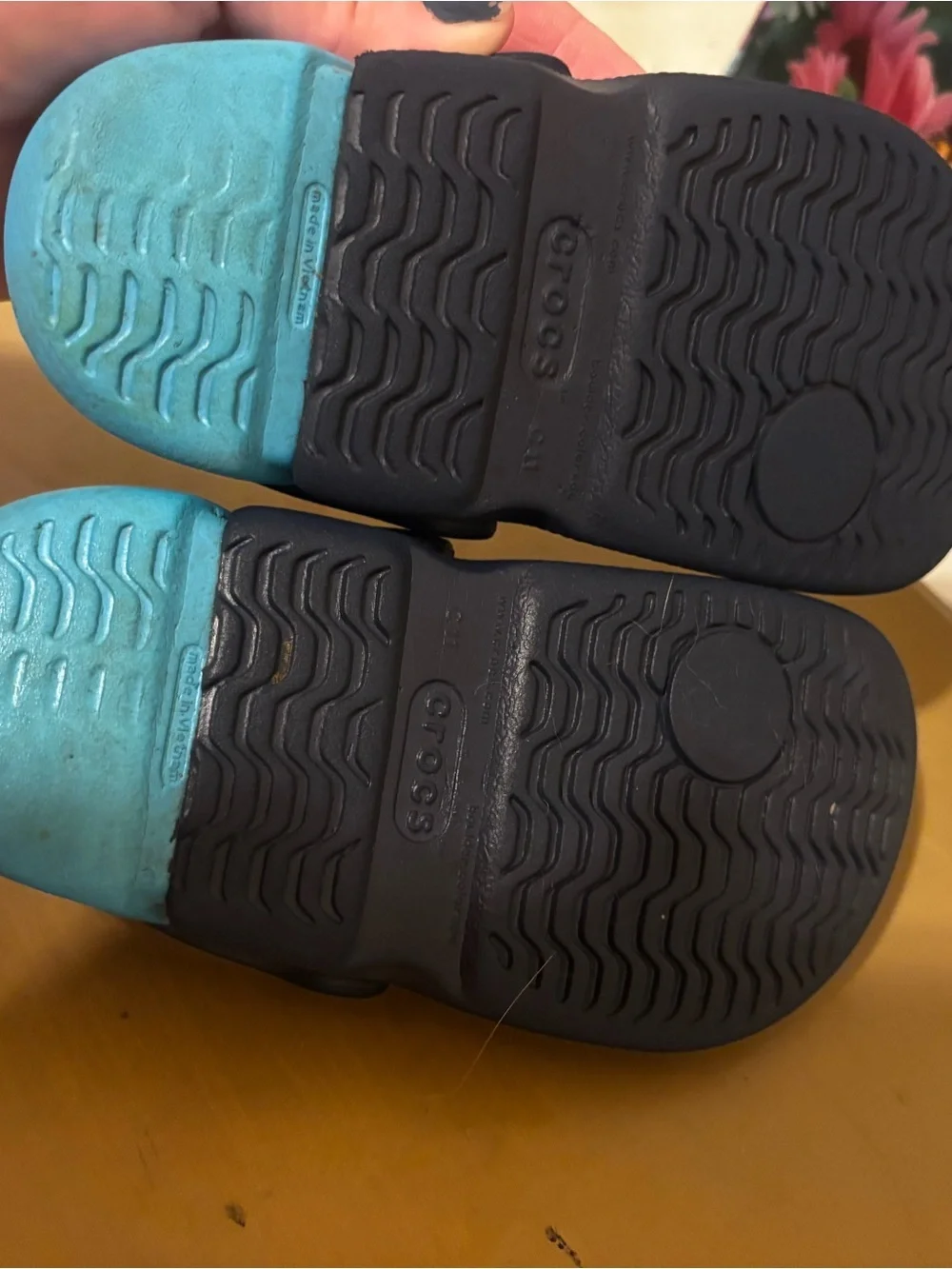 CROCS Kids' Clog in Black with Bright Blue Lining